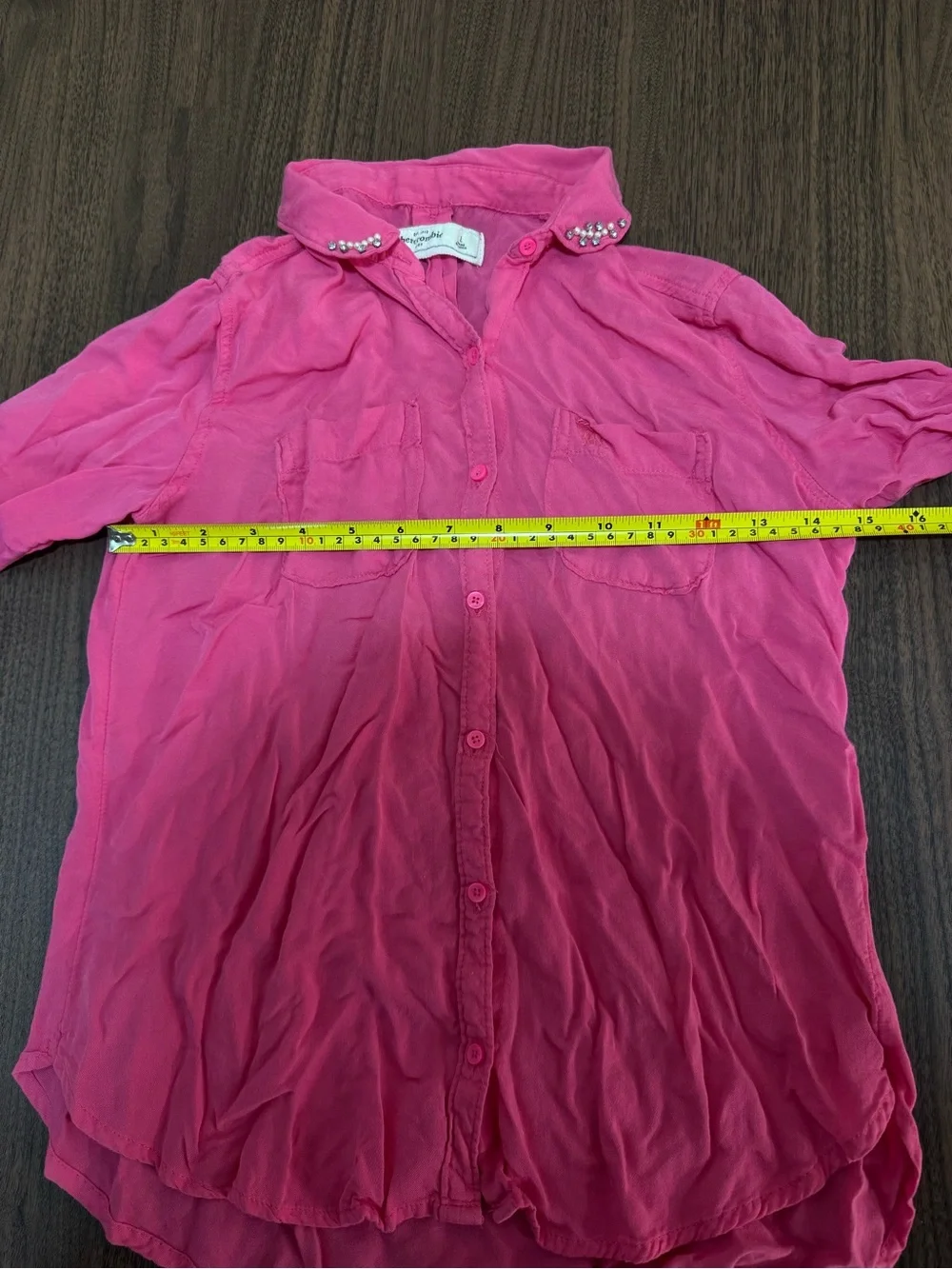 Abercrombie & Fitch Girls' Long-Sleeve Button-Down Shirt - Bright Pink